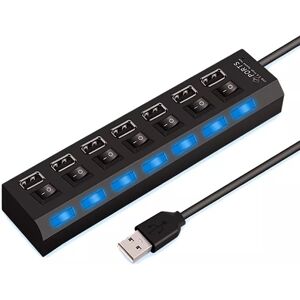 NSF High Speed 7 Ports USB HUB 2.0 Adapter Expander Multi USB Splitter Multiple Extender med LED Lampe