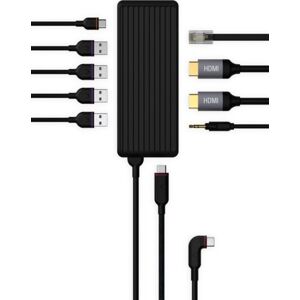 Unisynk Usb-C Hub (10 Port), Sort