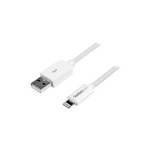 StarTech.com 2m (6ft) Long White Apple 8-pin Lightning Connector to USB Cable for iPhone / iPod / iPad - Charge and Sync Cable (USBLT2MW) - Lightning-kabel - Lightning han til USB han - 2 m - dobbelt afskærmet - hvid - for P/N: KITBXAVHDPEU, KITBXAVHDPNA,