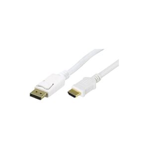 DELTACO - Adapterkabel - DisplayPort han til HDMI han - 3 m - hvid