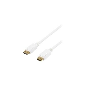 DELTACO - DisplayPort kabel - DisplayPort (han) til DisplayPort (han) - 15 m - haspet, formet - hvid