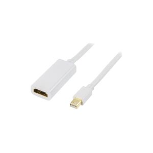 DELTACO DP-HDMI100 - Adapterkabel - Mini DisplayPort han til HDMI hun - 1 m - hvid