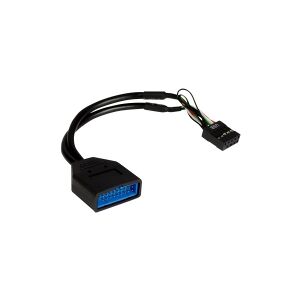 Inter-Tech Elektronik Handels Inter-Tech - USB intern adapter - 9 pins USB samlekasse (hun) til 19 pin USB 3.0 samlekasse (han) - 15 cm - sort