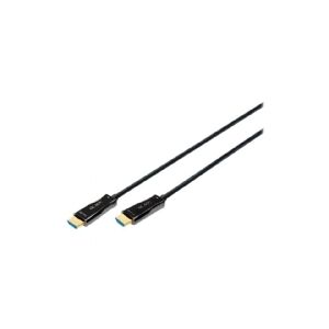 DIGITUS - Premium High Speed - HDMI-kabel med Ethernet - HDMI han til HDMI han - 30 m - dobbelt afskærmet - sort - 4K support, hybrid aktivt optisk kabel