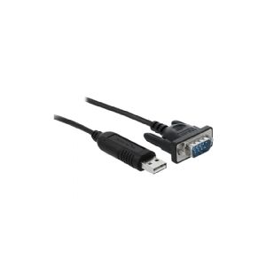 Delock - Serielt kabel - USB (han) til DB-9 (han) - 1.8 m - tommelskruer - sort