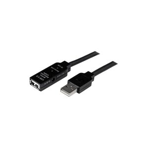 StarTech.com 10m USB 2.0 Active Extension Cable M/F - 10 meter USB 2.0 Repeater / Extender Cable USB A (M) to USB A (F) 10 m Black - 3 ft (USB2AAEXT10M) - USB forlængerkabel - USB (hun) til USB (han) - USB 2.0 - 10 m - aktiv - sort - for P/N: LTUB1MBK, SV