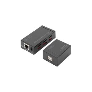 DIGITUS DA-70143 - USB Extender & 2.0 USB Hub 4 Port - USB-forlængerkabel - USB 2.0 - over CAT 5/5e/6 - op til 50 m