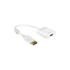 Delock Adapter Displayport 1.2 male > HDMI female 4K Active - Video transformer - Parade PS171 - DisplayPort - HDMI - hvid - detailsalg