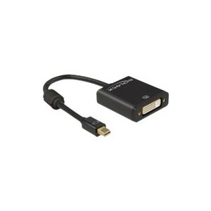 Delock - Videoadapter - enkeltlink - Mini DisplayPort (han) til DVI-I (hun) - DisplayPort 1.2 - 20 cm - tommelskruer, 4K support - sort