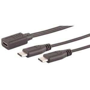 Usb-C Y-Kabel - 2x Usb-C Han Til 1x Usb-C Hun - Sort