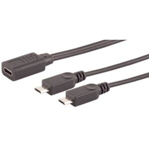 Usb-C Y-Kabel - 2x Micro-B Han Til 1x Usb-C Hun - Sort