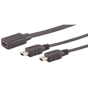 Usb-C Y-Kabel - 2x Mini-B Han Til 1x Usb-C Hun - Sort