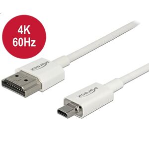 Delock Micro Hdmi Til Hdmi Kabel - Ultra Slim - 1.5 M - Hvid