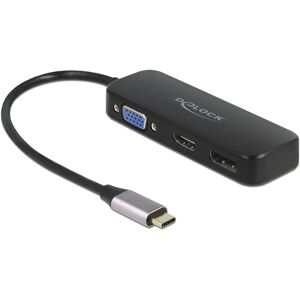 Delock Usb-C Hub - Vga/hdmi/displayport - 4k - 60hz - Sort