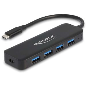 Delock Usb-C Hub - 4x Usb-A 3.2 Gen.1 - 1x Usb-C Pd - Sort