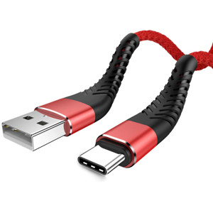 Flexible Usb-C Til Usb-A Kabel - 3a - Rød - 0.20 M