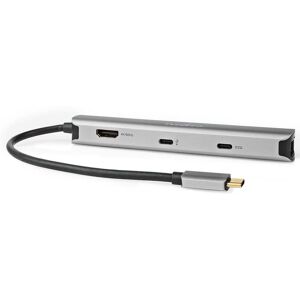 Nedis Usb-C Hub - Rj45/usb-A/hdmi/usb-C - Grå