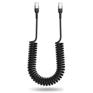 Usb-C Til Usb-C Spiralkabel - 5a - Sort - 1 M