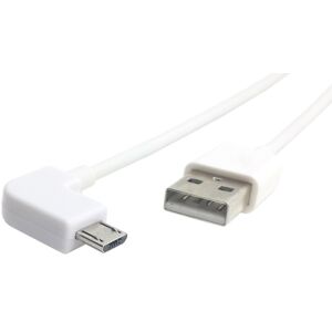 Usb-A 2.0 Han / Vinklet Micro-B Han - Hvid - 5 M