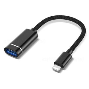 Apple Lightning Til Usb-A Hun 3.0 Kabel - Otg Adapter - Sort - 18 Cm