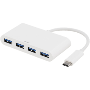 Usb-C Hub Til 4 X 3.0 Usb - Hvid - 4 Ports