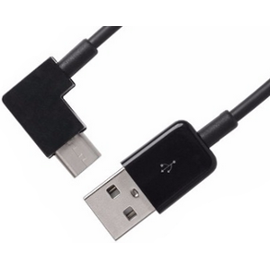 Usb-C 3.1 Til Usb-A 2.0 Han Kabel - Vinklet - Sort - 0.20 M