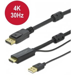 Lindy Delock Hdmi Til Displayport 4k Kabel - 3 M