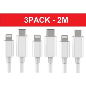 Yihua 3-Pack 2m Lightning kabel laddning samt överföring 2st USB-C White 3-PACK 2M laddkabel