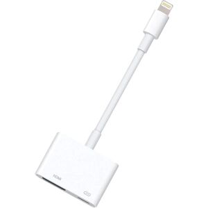 Digital Av-adapter Lightning til HDMI-adapter 1080p med Lightning-opladningsport til udvalgte Iphone, Ipad og Ipod-modeller og tv-skærmprojektor (hvid