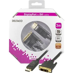 Deltaco DisplayPort til DVI-D Single Link skærmkabel 3m - Svar Black