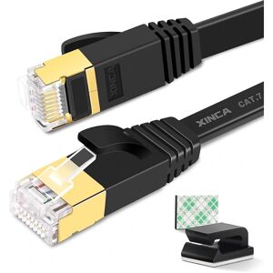 Cat 7 Ethernet-kabel 5m, fladt 10gbps 600mhz/s High Speed ​​Patch Cord Stp Rj45 Gigabit Lan Netværksinternetkabel med 10 kabelklemme
