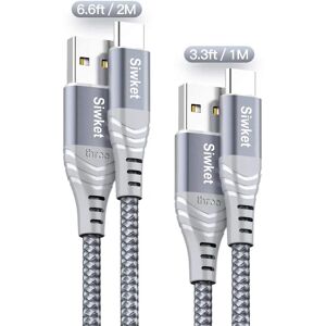 Usb Type C Kabel 3a Hurtigopladningsledning, 2pak 1m 2m Usb A til Usb C Opladerkabel Flettet datasynkronisering til Samsung Galaxy S10 S9 S8,nr.