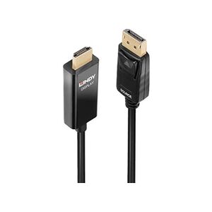 Lindy - Câble adaptateur - DisplayPort mâle pour HDMI mâle - 2 m - blindé - noir - rond, support 4K, puce active - Publicité