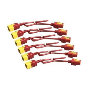 APC Power Cord Kit - Câble d'alimentation - IEC 60320 C19 pour IEC 60320 C20 - 16 A - 61 cm - rouge (pack de 6) - pour P/N: SMT2200I-AR, SMT2200R2I-AR, - Publicité