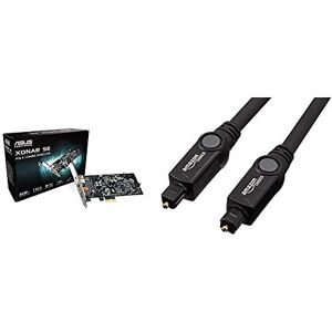 Asus Xonar SE Interne 5.1 canaux PCI-E Cartes Sons (5.1 canaux, 24 bit, 116 DB, 110 DB, 24 bits/192 kHz, 0,00251%) & Amazon Basics Câble Optique Audio numérique TOSLINK 3 m - Publicité