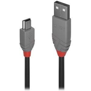 Lindy 36722 câble USB 1 m USB 2.0 USB A Mini-USB B Noir, Gris