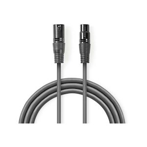 Nedis Câble Audio Xlr Symétrique Xlr Mâle à 3 Broches - Xlr Femelle à 3 Broches 10 M Gris Usage Non Intensif Nedis