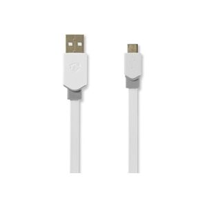 Nedis Câble Usb 2.0 Plat A Mâle - Micro B Mâle 1,0 M Blanc Usage Non Intensif Nedis