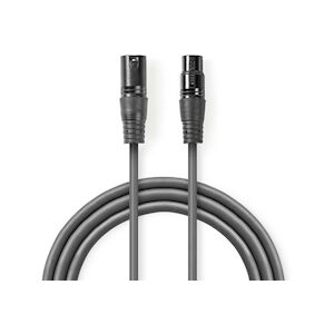 Nedis Câble Audio Xlr Symétrique Xlr Mâle à 3 Broches - Xlr Femelle à 3 Broches 1,0 M Gris Usage Non Intensif Nedis