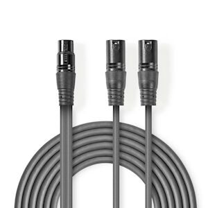Câble Audio Xlr Symétrique  2x Xlr Mâles à 3 Broches - Xlr Femelle à 3 Broches  1,5 M  Gris Usage Non Intensif Nedis - Publicité