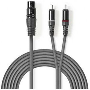 NEDIS Cable Audio XLR 3 Pin Femelle / RCA 3 Pin Male 3m