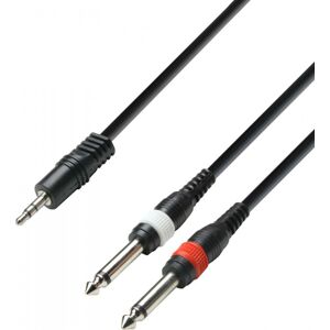 Adam Hall Cables 3 STAR YWPP 0100 - Câble Audio Mini-Jack 3,5 mm stéréo vers 2 x Jack 6,35 mm - Câble à prise jack