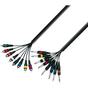 Adam Hall Cables 3 STAR L8 PC 0500 - Câble Multipaire 8 x Jack 6,35 mm mono vers 8 x RCA mâle 5 m - Câbles multicore