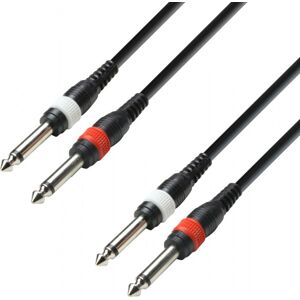 Adam Hall Cables 3 STAR TPP 0100 - Câble Audio 2 x Jack 6,35 mm mono vers 2 x Jack 6,35 mm mono 1 m - Câble à prise jack