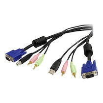 StarTech.com Cable KVM USB VGA 4 en 1 avec audio et microphone - 3 m - câble clavier/vidéo/souris/audio - 3 m