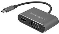 StarTech.com Adaptateur multiport AV numérique USB-C - VGA et HDMI 4K 30 Hz - Gris sidéral - Câble intégré - CDP2HDVGA - adaptateur vidéo externe - IT6222 - gris