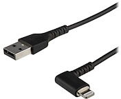 StarTech.com Câble USB-A vers Lightning Noir Robuste 2m Coudé à 90° - Câble de Charge/Synchronisation USB Type A vers Lightning en Fibre Aramide Résistante - Apple MFi - iPhone (RUSBLTMM2MBR) - câble Lightning - 2 m