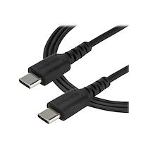 StarTech.com 2m USB C Charging Cable, Durable Fast Charge & Sync USB 2.0 Type C to USB C Laptop Charger Cord, TPE Jacket Aramid Fiber M/M 60W Black, Samsung S10, S20 iPad Pro MS Surface - Heavy Duty and Rugged (RUSB2CC2MB) - Câble USB de type-C - USB-C pour USB-C - 2 m