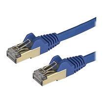 StarTech.com 7.5m CAT6A Ethernet Cable, 10 Gigabit Shielded Snagless RJ45 100W PoE Patch Cord, CAT 6A 10GbE STP Network Cable w/Strain Relief, Blue, Fluke Tested/UL Certified Wiring/TIA - Category 6A - 26AWG (6ASPAT750CMBL) - cordon de raccordement - 7.5 m - bleu