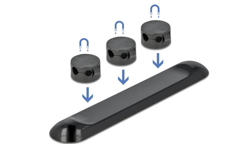 DELOCK Clips Magnétiques pour Câbles 3 Unités Noir